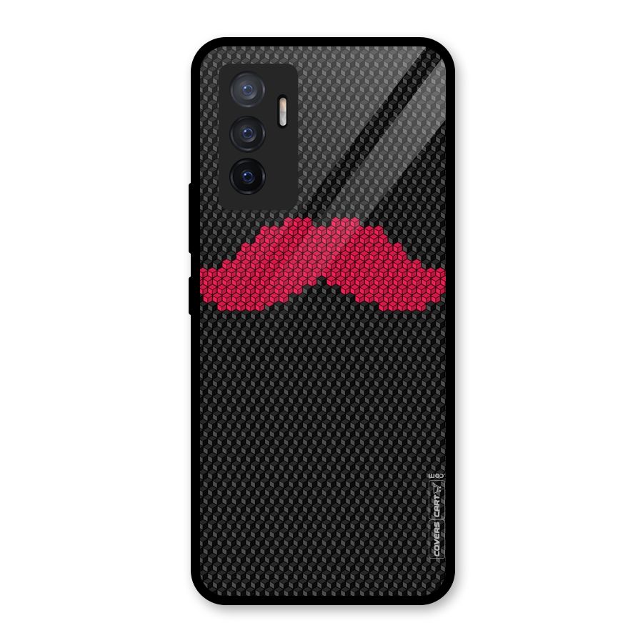 Pink Moustache Glass Back Case for Vivo V23e