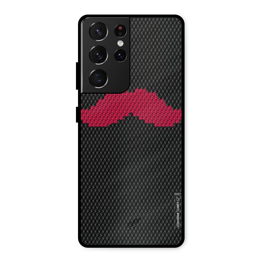 Pink Moustache Metal Back Case for Galaxy S21 Ultra 5G