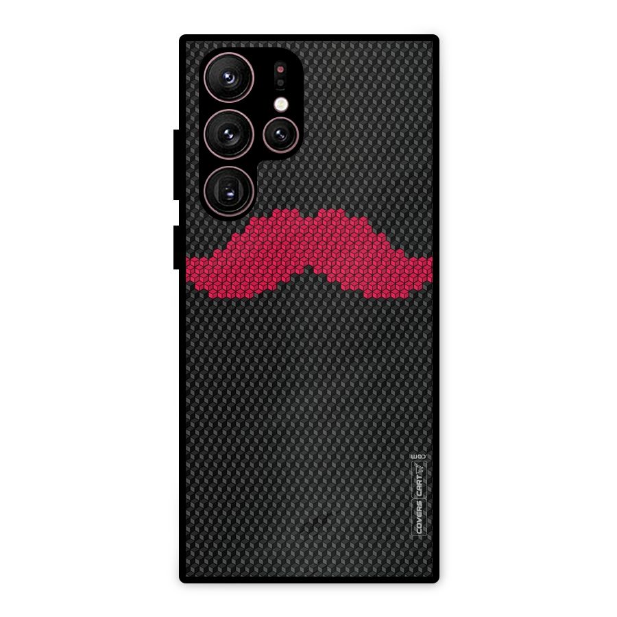 Pink Moustache Metal Back Case for Galaxy S22 Ultra 5G