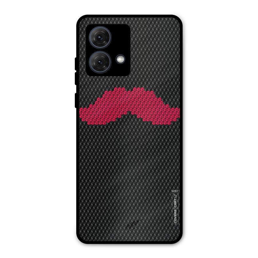 Pink Moustache Metal Back Case for Moto G84