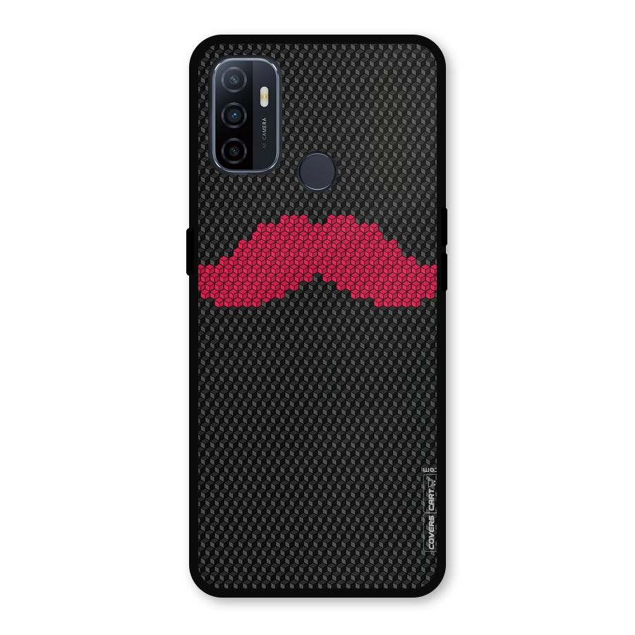 Pink Moustache Metal Back Case for Oppo A53