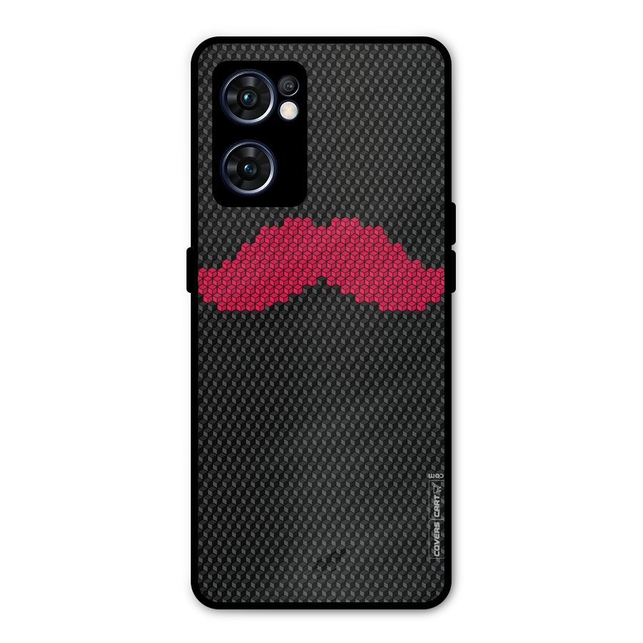 Pink Moustache Metal Back Case for Oppo Reno7 5G