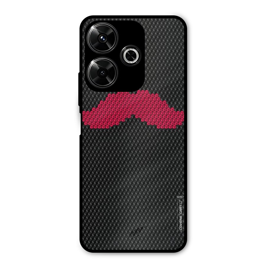 Pink Moustache Metal Back Case for Poco M6 Plus