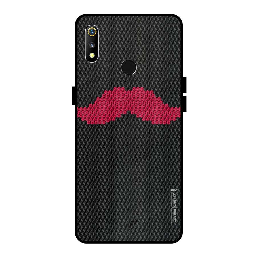 Pink Moustache Metal Back Case for Realme 3i