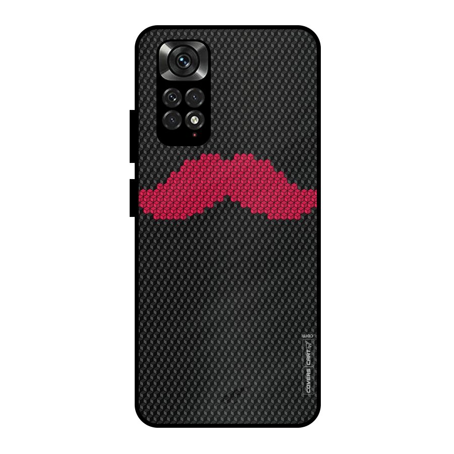 Pink Moustache Metal Back Case for Redmi Note 11 Pro
