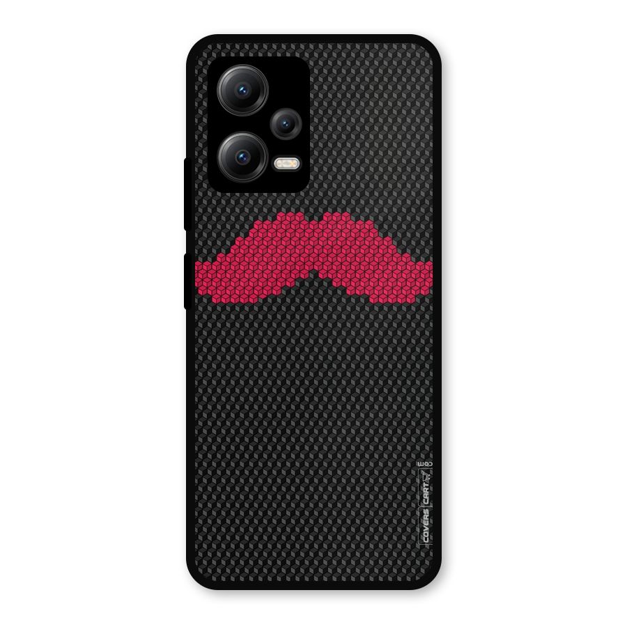 Pink Moustache Metal Back Case for Redmi Note 12 5G