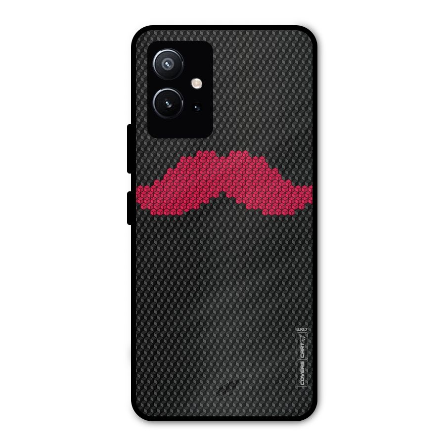 Pink Moustache Metal Back Case for Vivo T1 5G