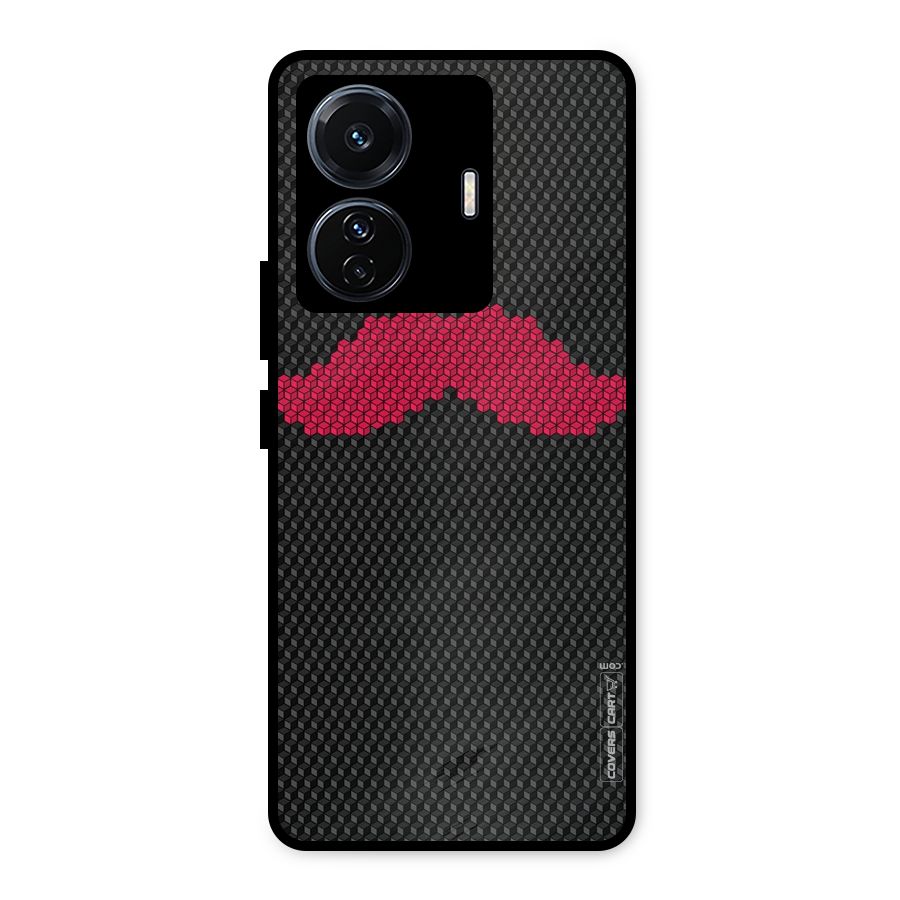Pink Moustache Metal Back Case for Vivo T1 Pro