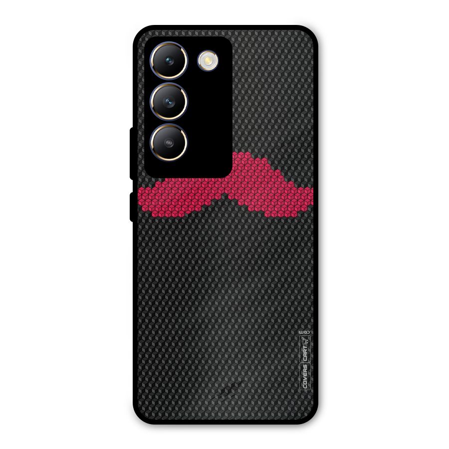 Pink Moustache Metal Back Case for Vivo T3 5G