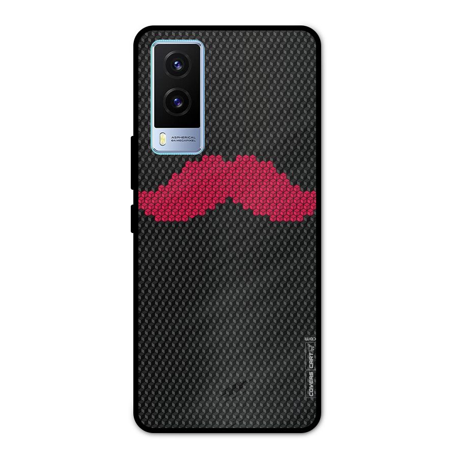 Pink Moustache Metal Back Case for Vivo V21e 5G