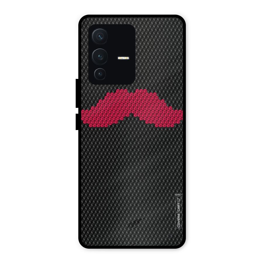 Pink Moustache Metal Back Case for Vivo V23 5G