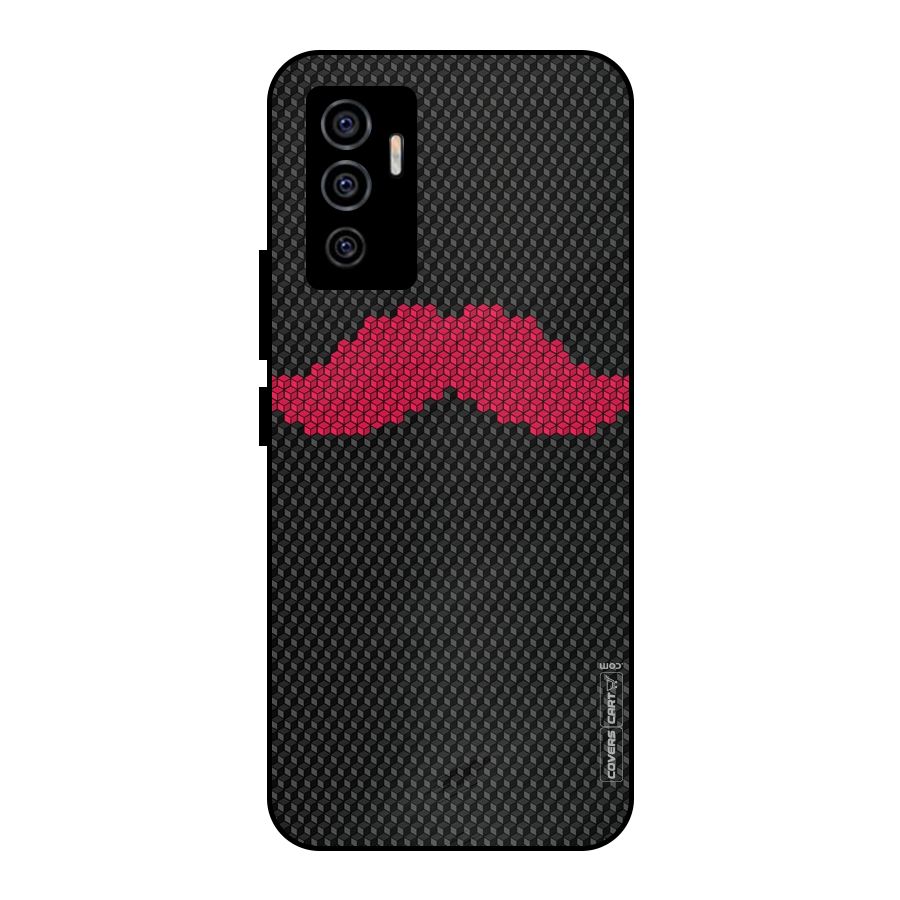 Pink Moustache Metal Back Case for Vivo V23e