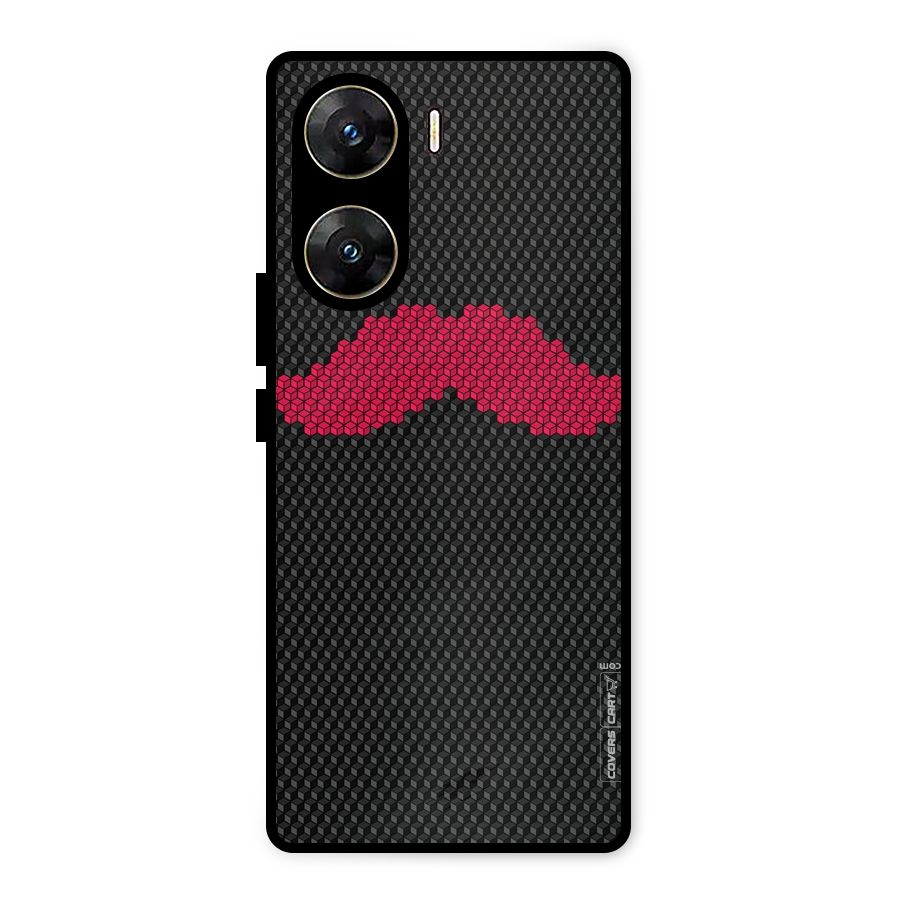 Pink Moustache Metal Back Case for Vivo V29e