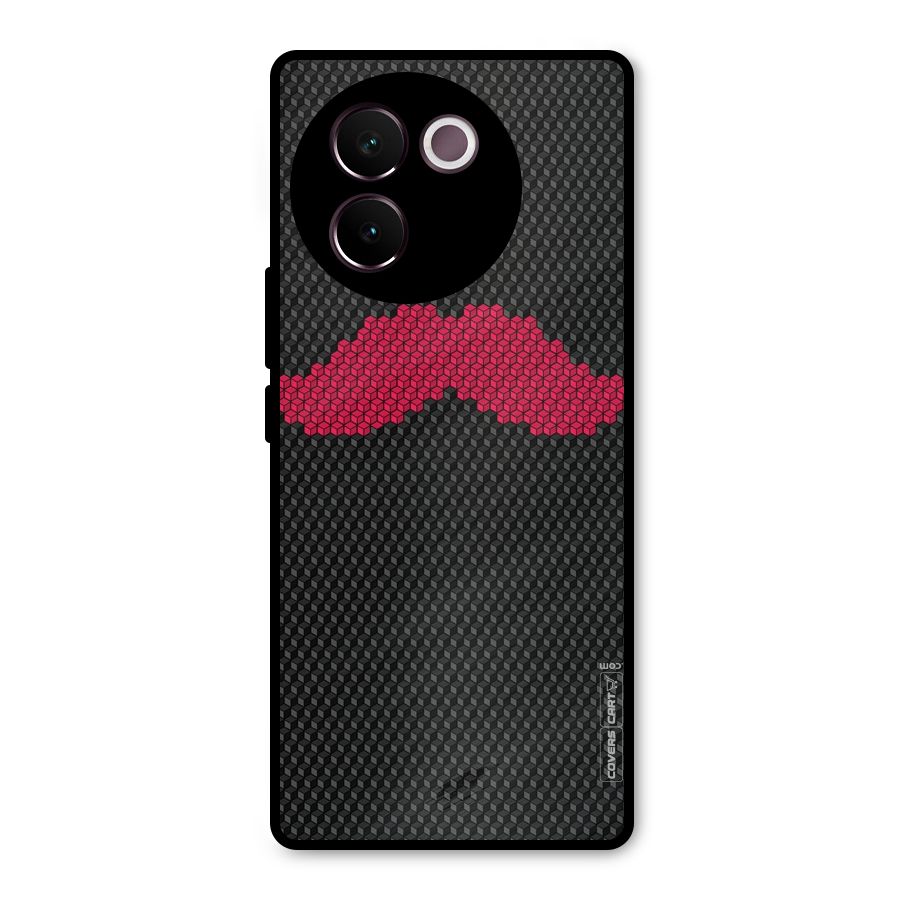 Pink Moustache Metal Back Case for Vivo V30e