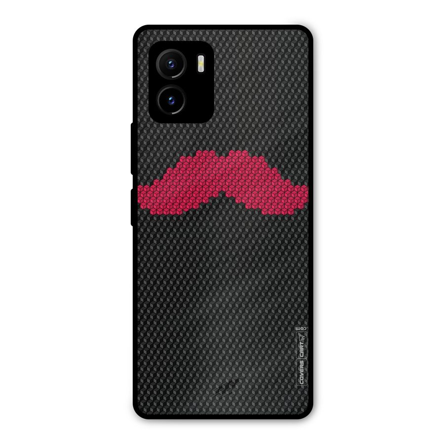 Pink Moustache Metal Back Case for Vivo Y15s
