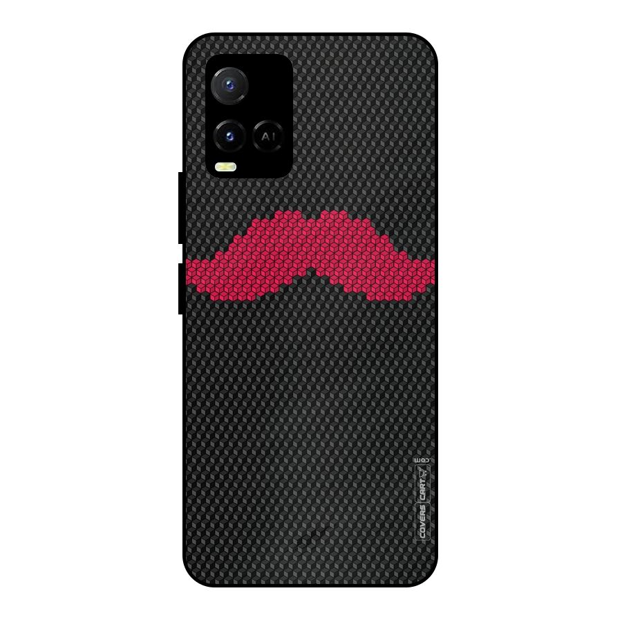 Pink Moustache Metal Back Case for Vivo Y21 2021