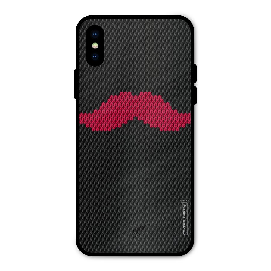 Pink Moustache Metal Back Case for iPhone X