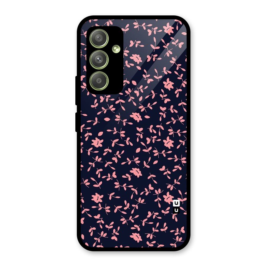 Pink Plant Design Glass Back Case for Galaxy A54