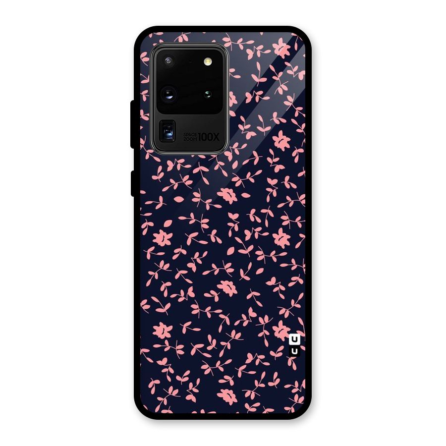Pink Plant Design Glass Back Case for Galaxy S20 Ultra