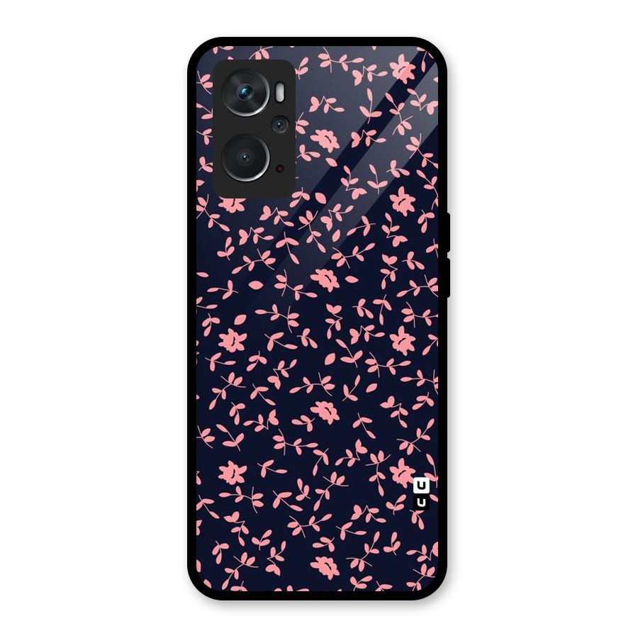 Pink Plant Design Glass Back Case for Oppo K10 4G