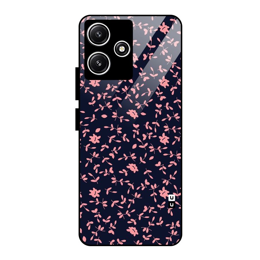 Pink Plant Design Glass Back Case for Poco M6 Pro