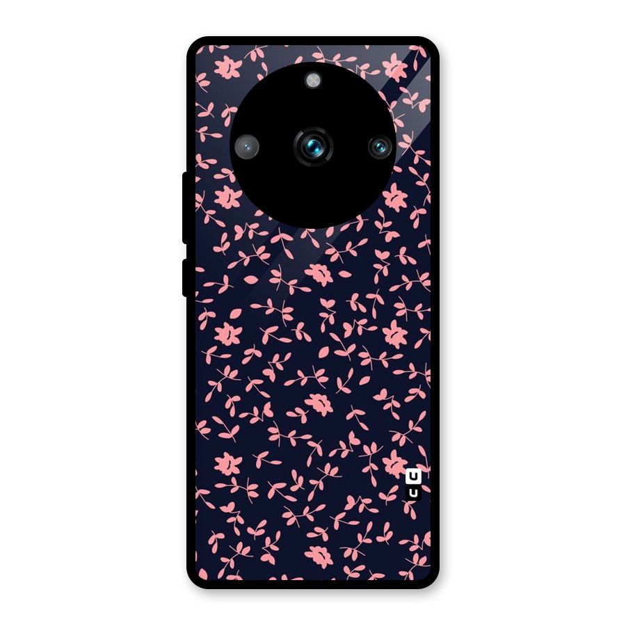 Pink Plant Design Glass Back Case for Realme 11 Pro