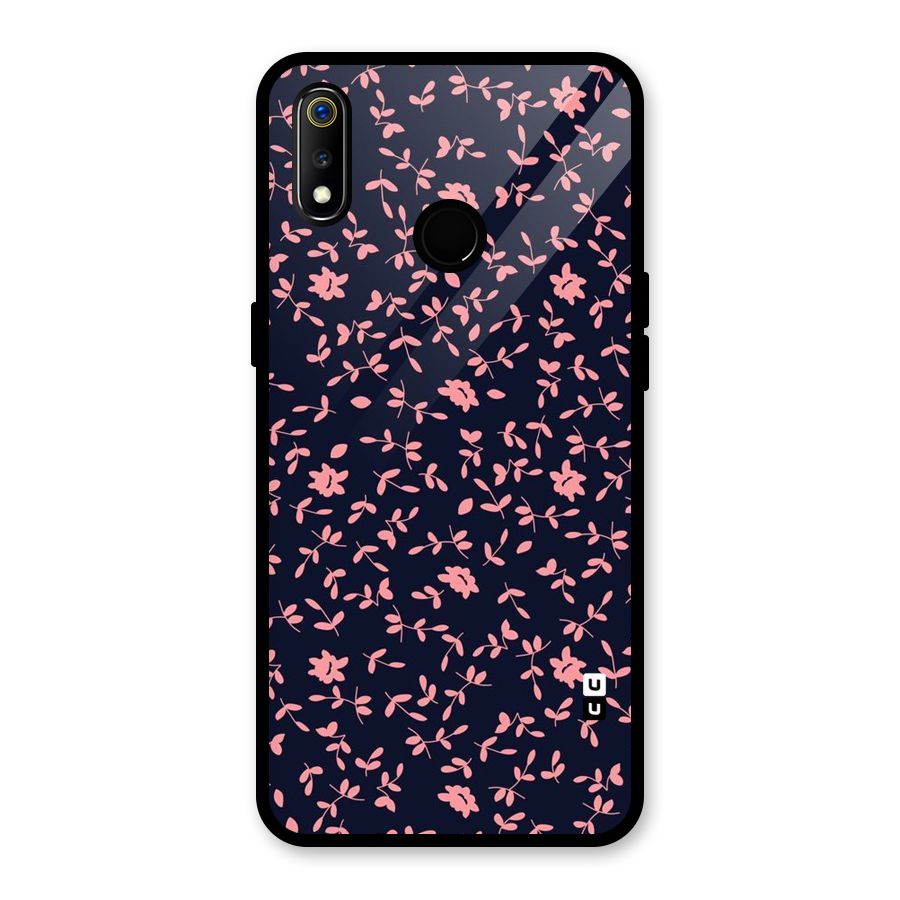 Pink Plant Design Glass Back Case for Realme 3