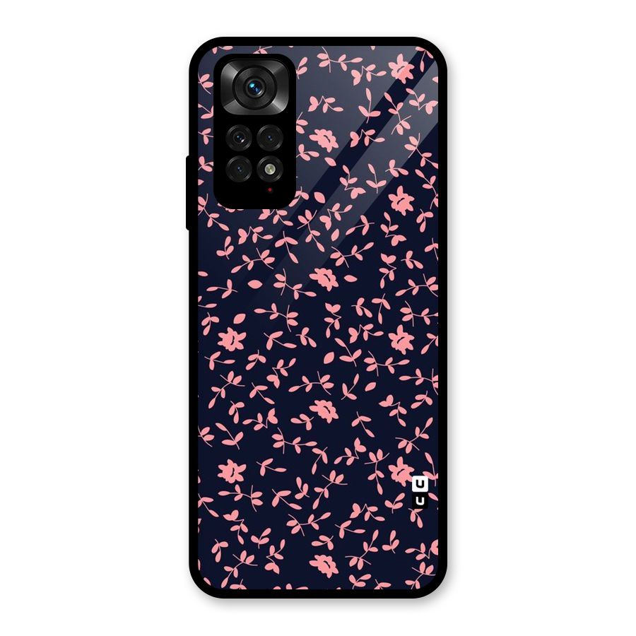 Pink Plant Design Glass Back Case for Redmi Note 11S