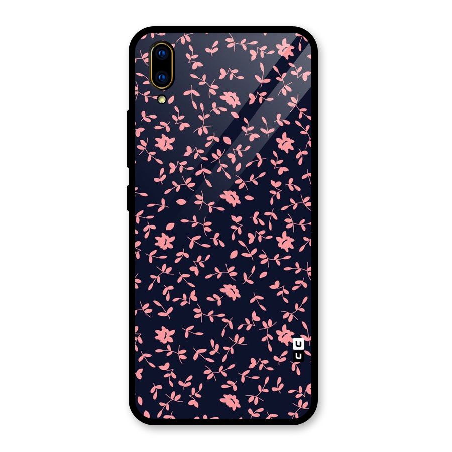 Pink Plant Design Glass Back Case for Vivo V11 Pro