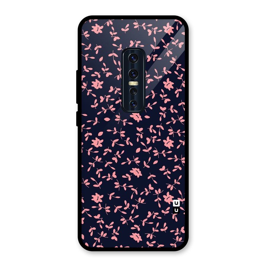 Pink Plant Design Glass Back Case for Vivo V17 Pro