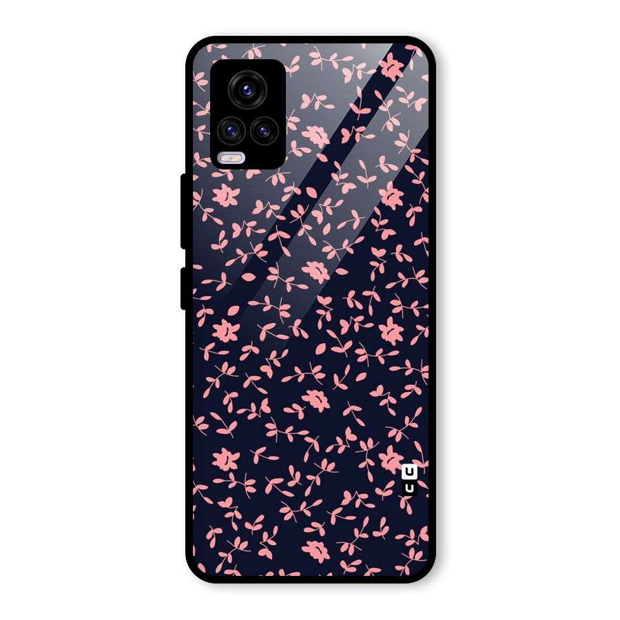 Pink Plant Design Glass Back Case for Vivo V20 2021