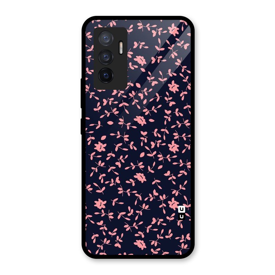 Pink Plant Design Glass Back Case for Vivo V23e