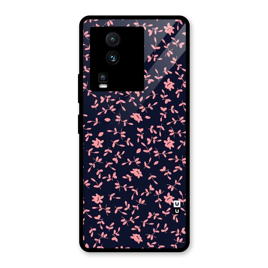 Pink Plant Design Glass Back Case for Vivo iQOO Neo 7