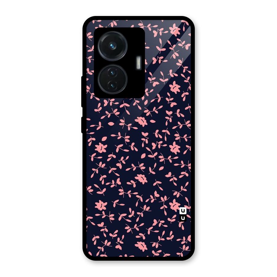Pink Plant Design Glass Back Case for iQOO Z6 44W