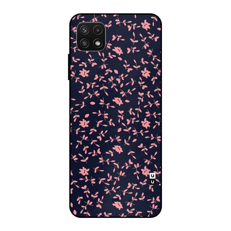 Pink Plant Design Metal Back Case for Galaxy A22 5G