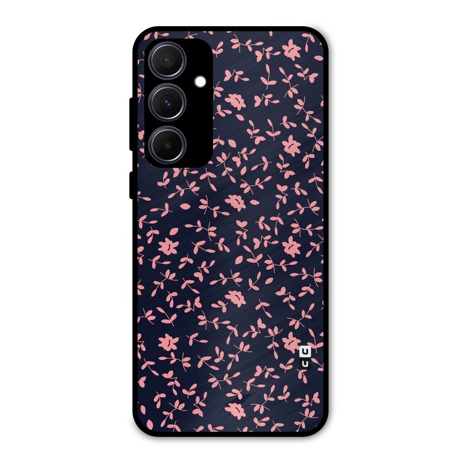 Pink Plant Design Metal Back Case for Galaxy A35