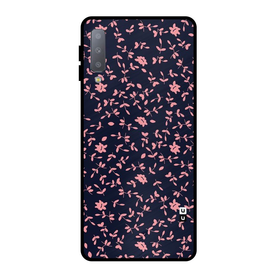Pink Plant Design Metal Back Case for Galaxy A7 (2018)