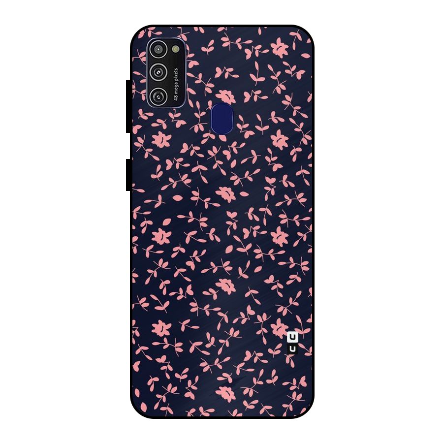 Pink Plant Design Metal Back Case for Galaxy M30s