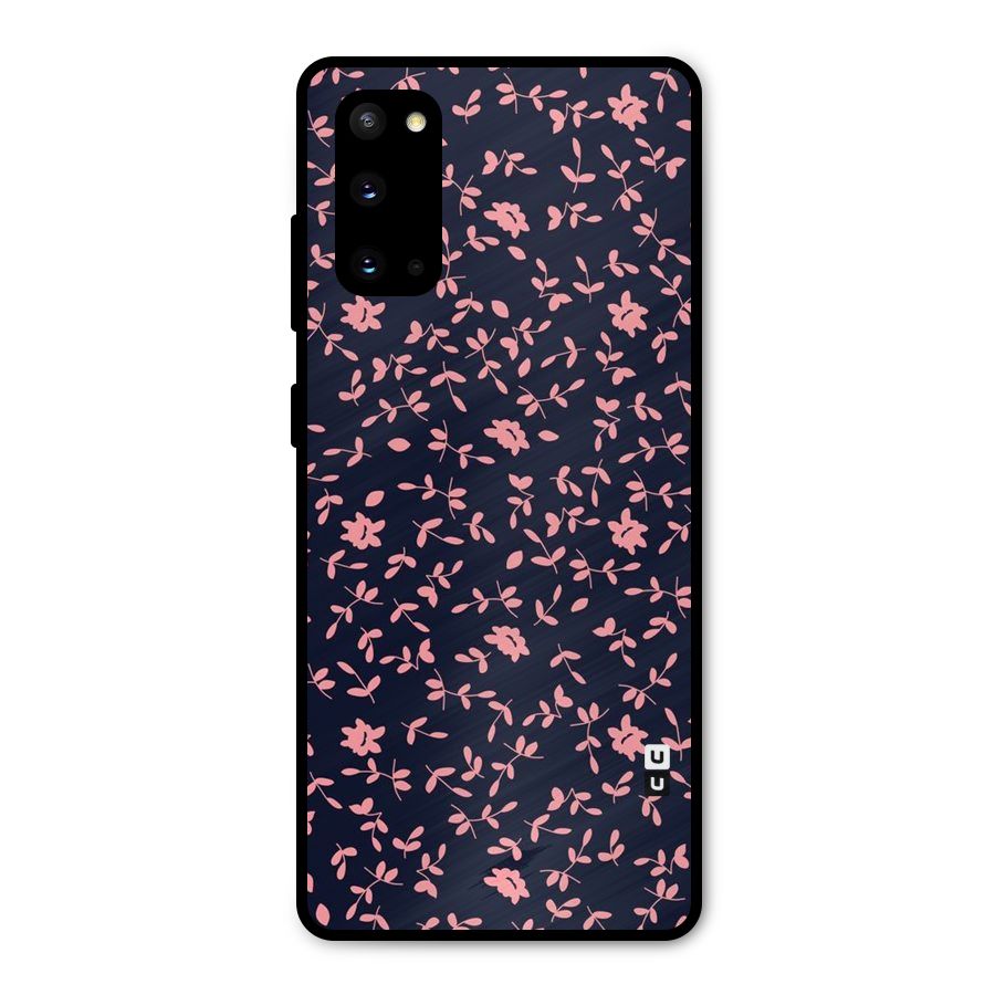 Pink Plant Design Metal Back Case for Galaxy S20