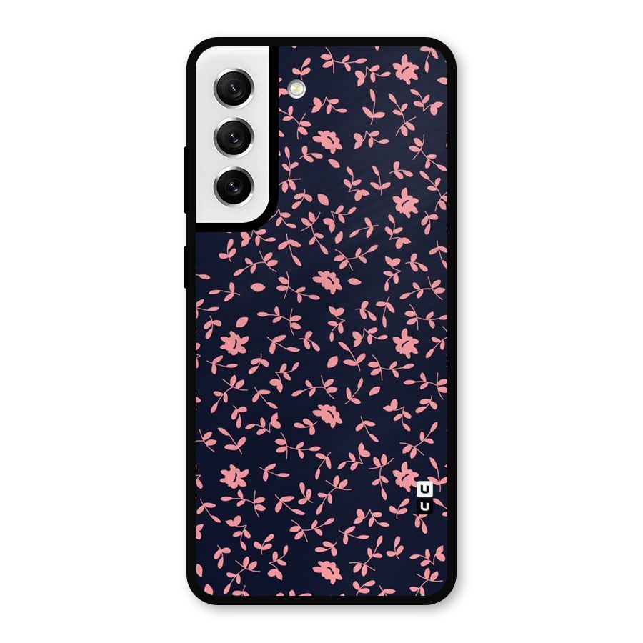 Pink Plant Design Metal Back Case for Galaxy S21 FE 5G
