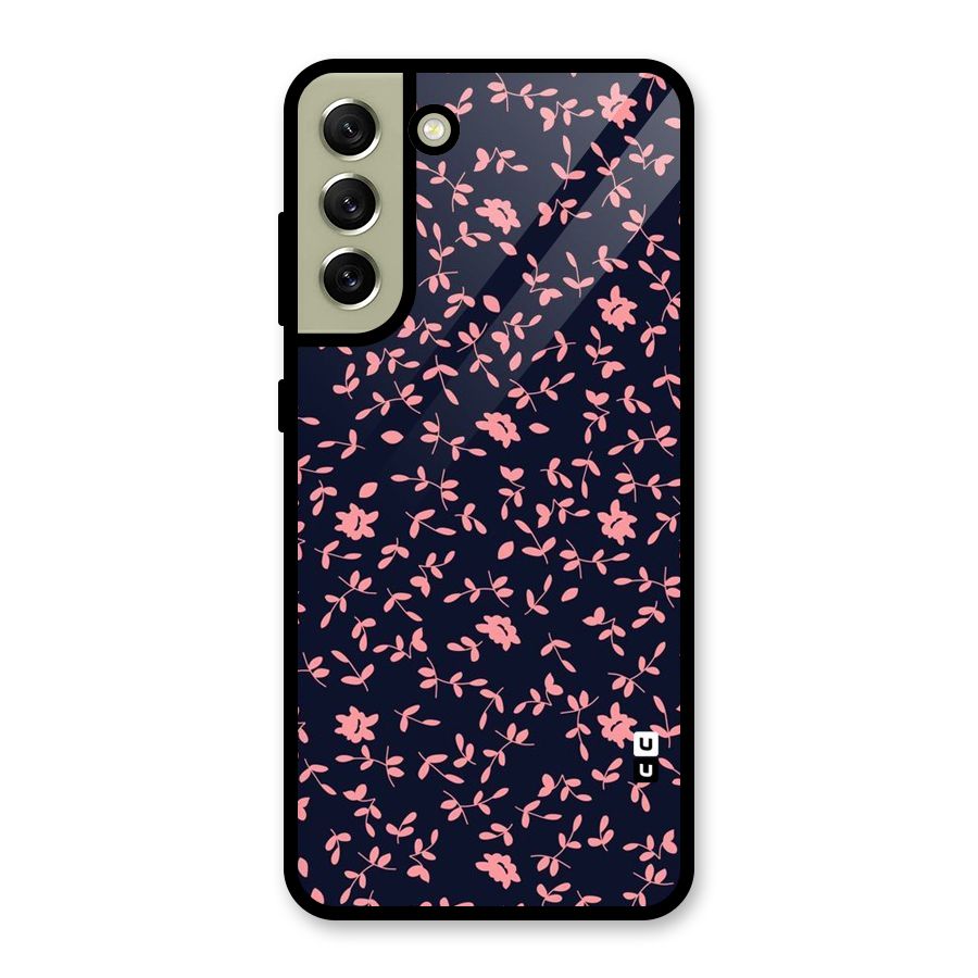 Pink Plant Design Metal Back Case for Galaxy S21 FE 5G (2023)