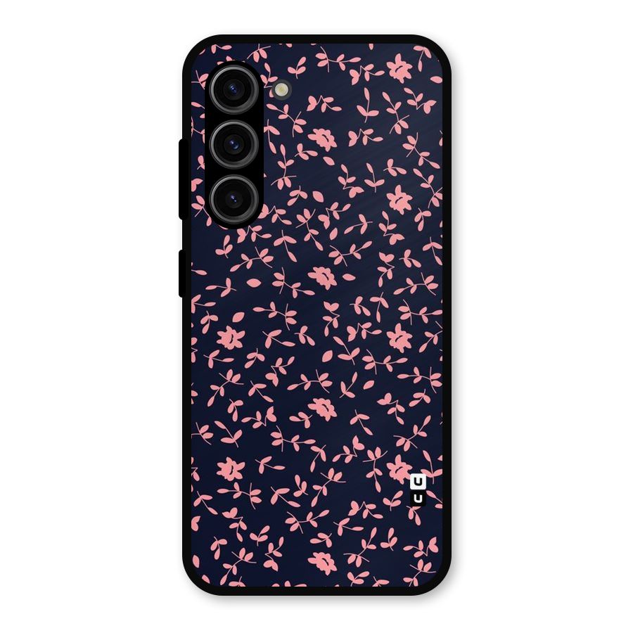 Pink Plant Design Metal Back Case for Galaxy S23