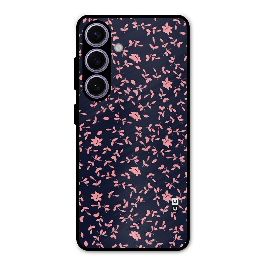 Pink Plant Design Metal Back Case for Galaxy S24