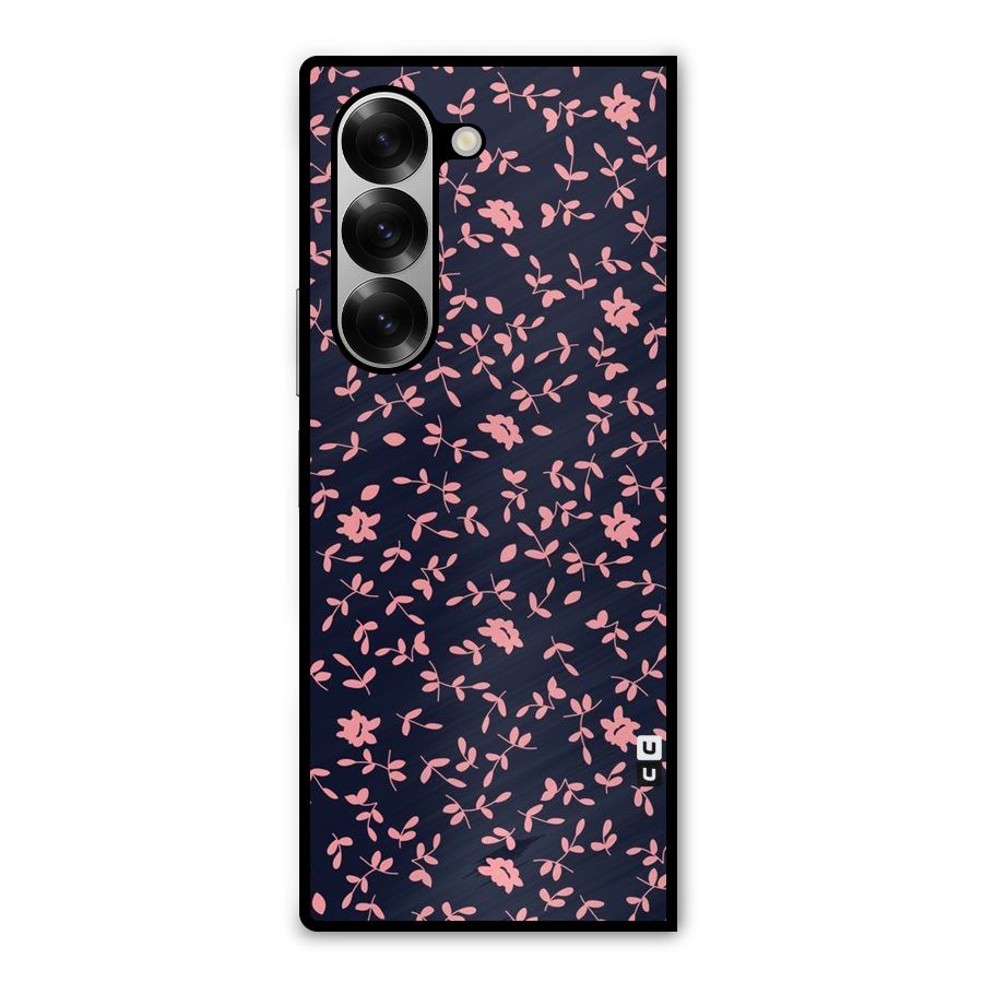 Pink Plant Design Metal Back Case for Galaxy Z Fold6