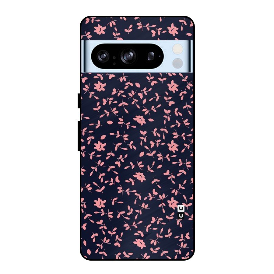 Pink Plant Design Metal Back Case for Google Pixel 8 Pro