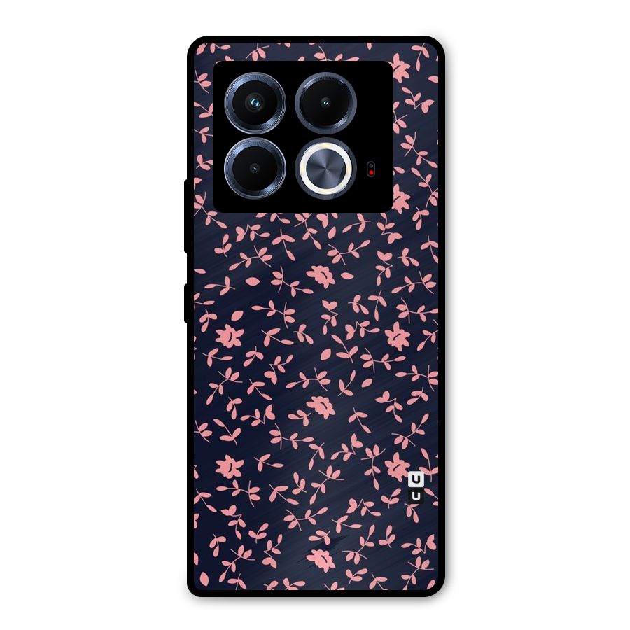 Pink Plant Design Metal Back Case for Infinix Note 40 5G