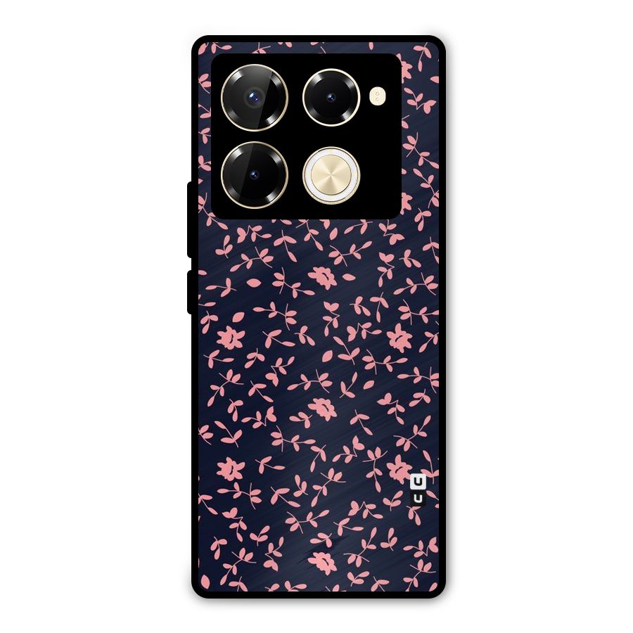 Pink Plant Design Metal Back Case for Infinix Note 40 Pro