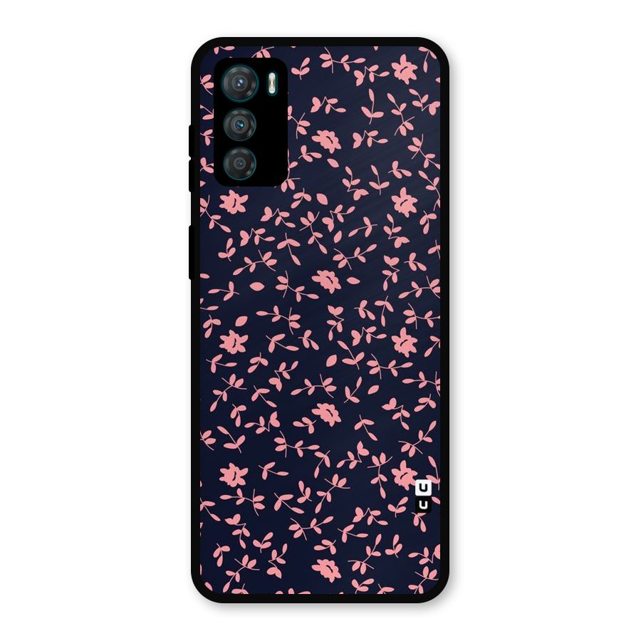 Pink Plant Design Metal Back Case for Moto G42