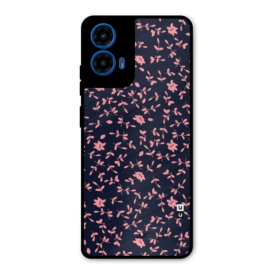 Pink Plant Design Metal Back Case for Moto G45