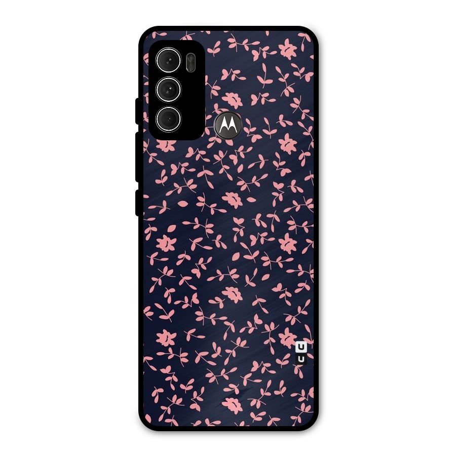 Pink Plant Design Metal Back Case for Moto G60